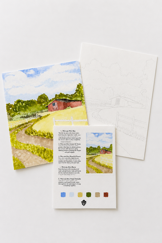 americana countryside barn - watercolor kit