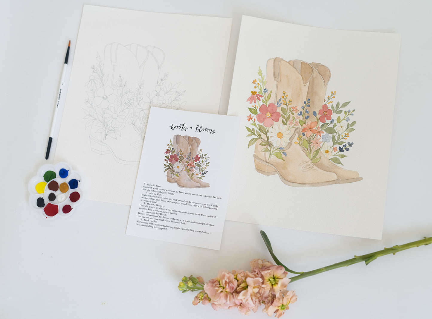 boots & blooms - watercolor kit